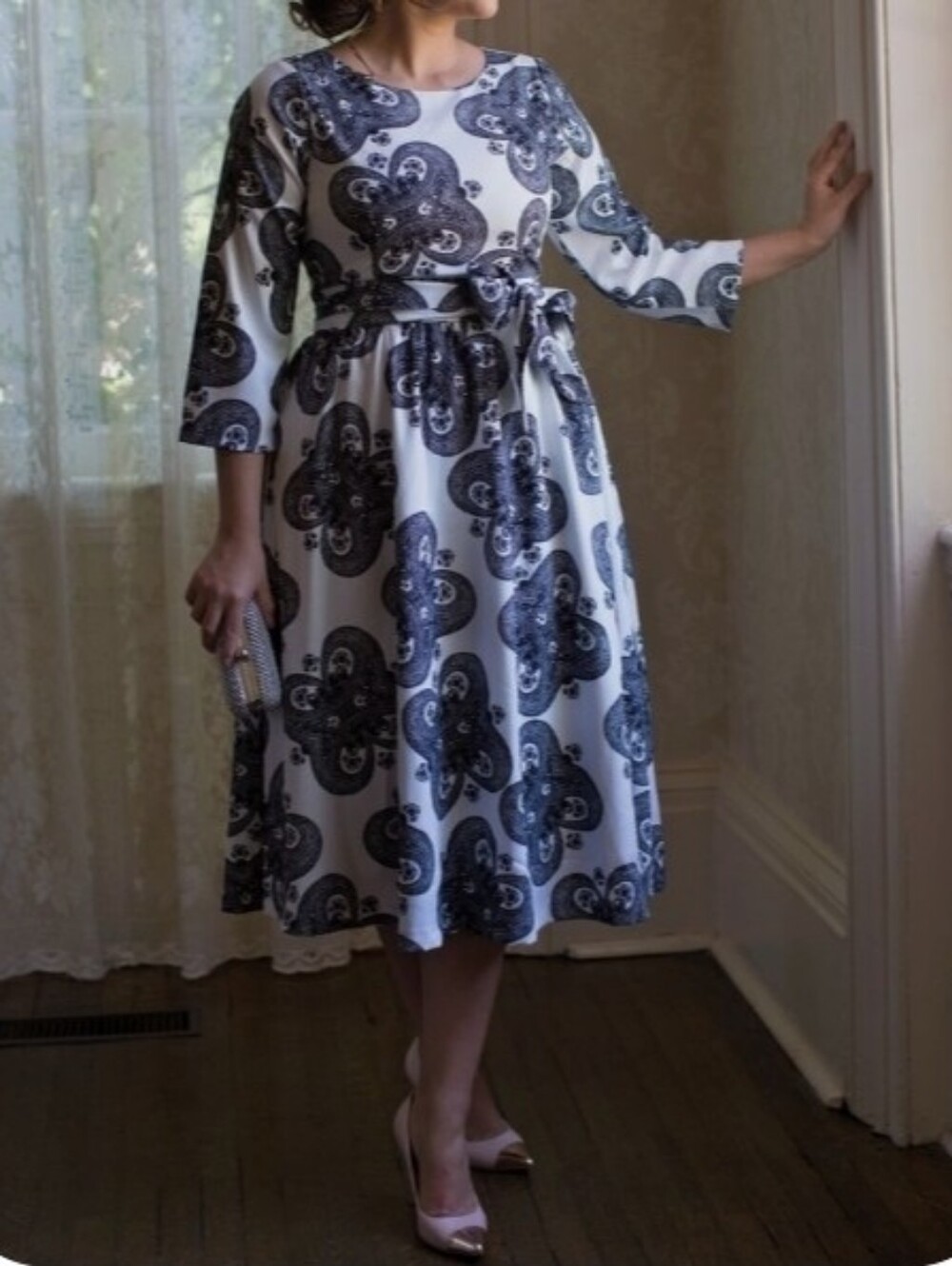 Dainty Jewell's Black & White Midi Dress